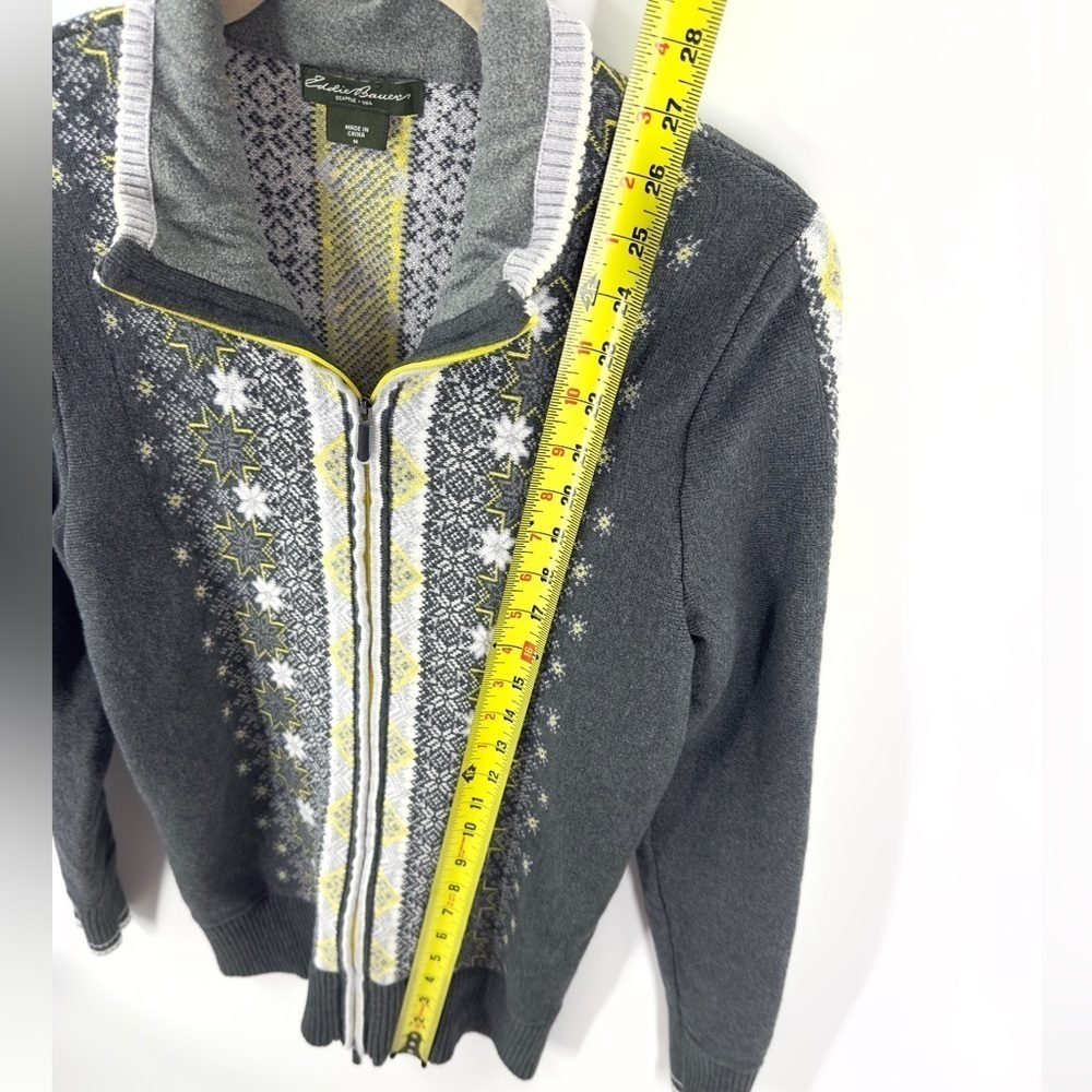 Eddie Bauer Sweater Jacket Womens Medium Fair Isle Nordic Ski Lodge Warm Soft - Picture 8 of 9